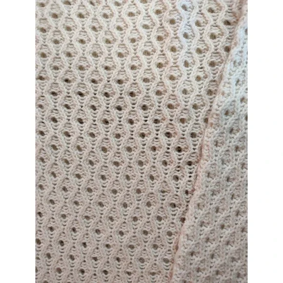 Women's Talbots Open Knit Crewneck Sweater Lamb's Wool Petite Medium Cream - Picture 4 of 6